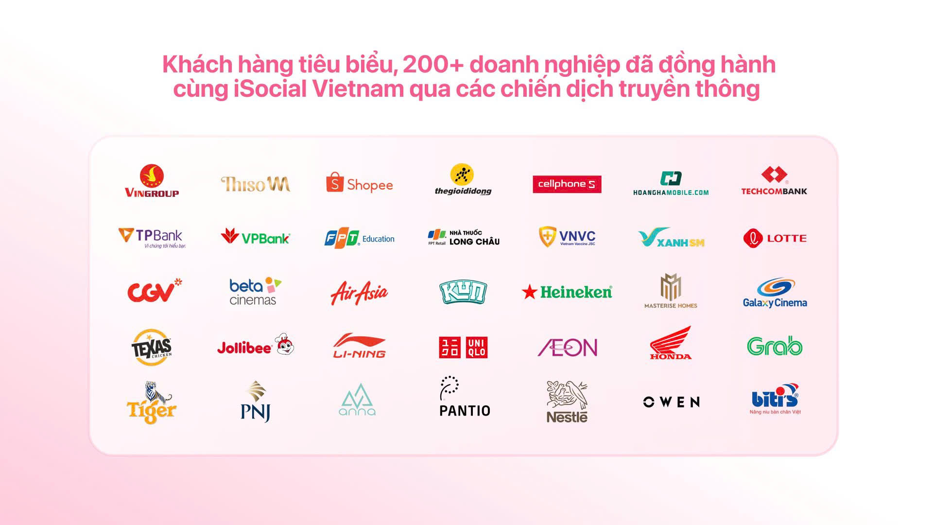 Danh sách đối tác khách hàng iSocial