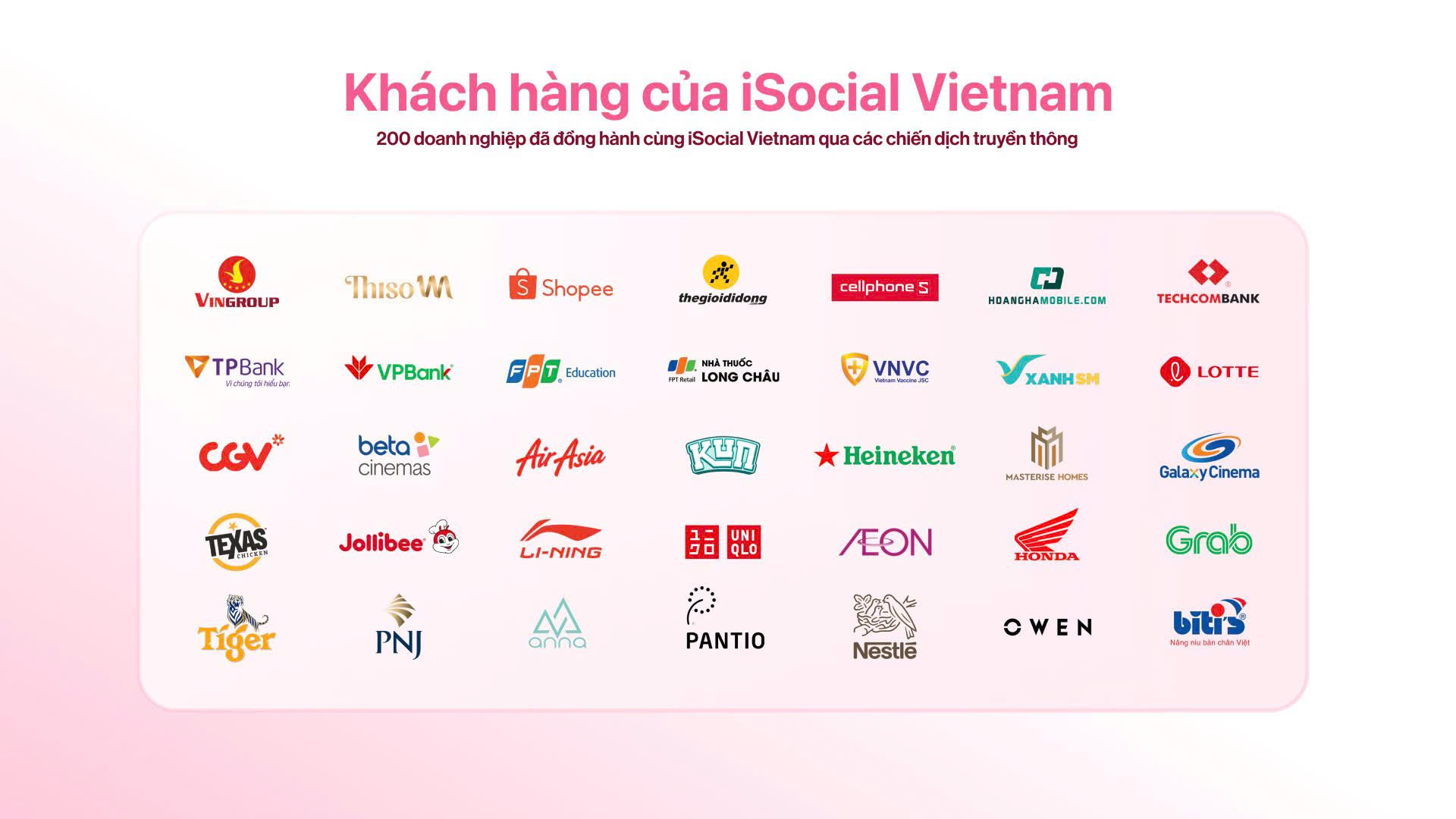 Danh sách đối tác khách hàng iSocial